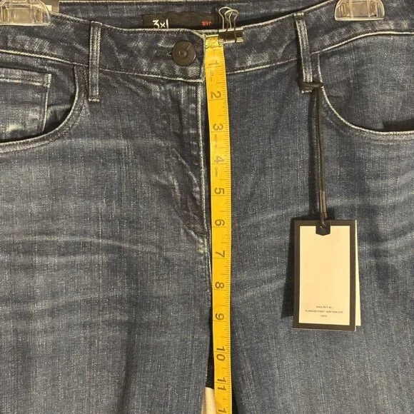 3x1 Midway Skinny Crop Jeans Womens Size 32 Dark Indigo Distressed Hem Denim - Picture 10 of 12
